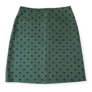 Boden Green with Navy Polka Dot A-line Skirt
